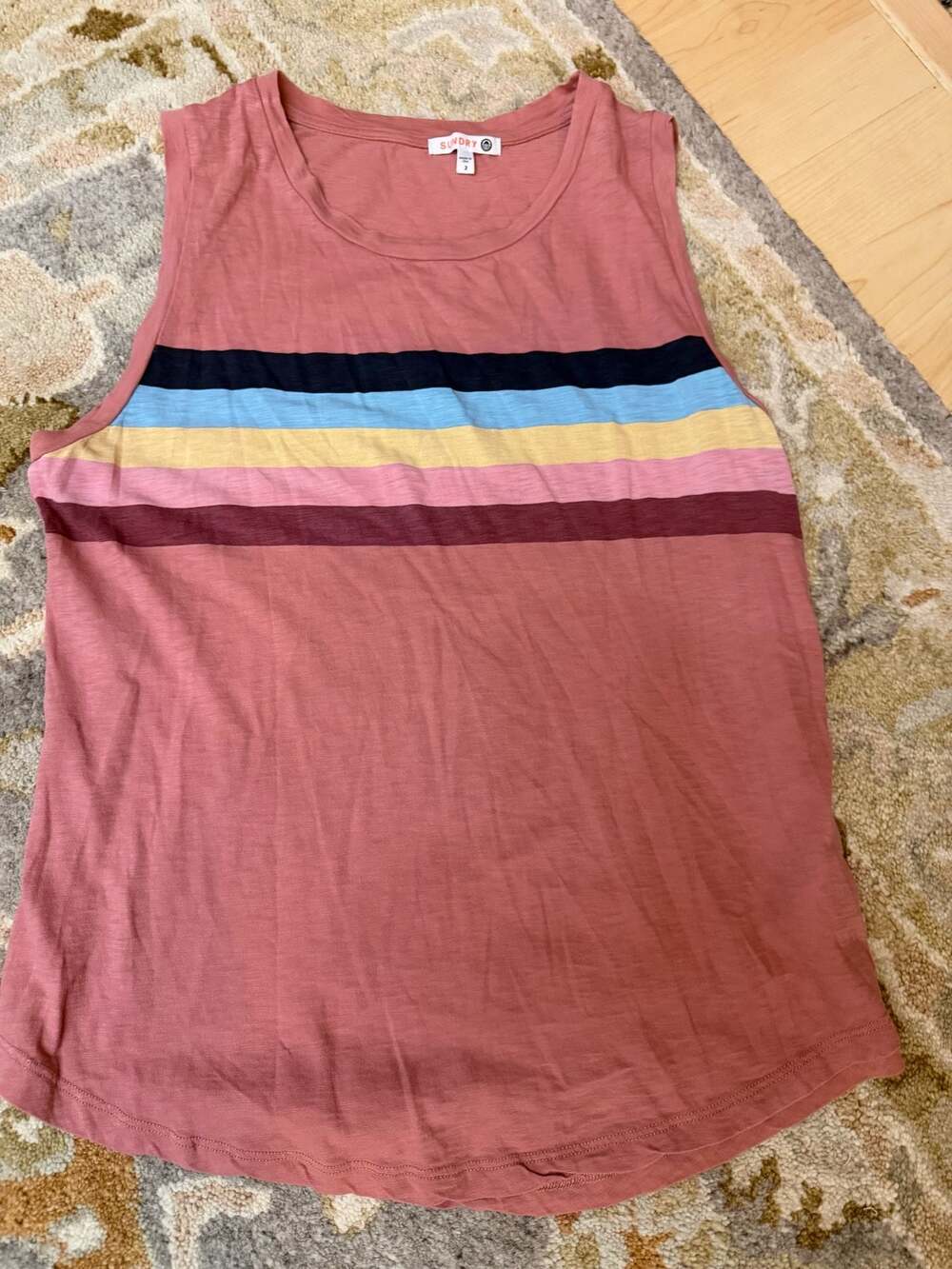 Sundry Pima Cotton Striped Tank Top Size 2